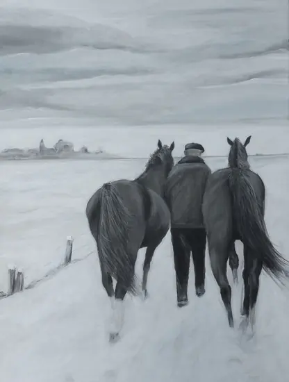 Oom Berend, A farmer bringing his horses in to the stable