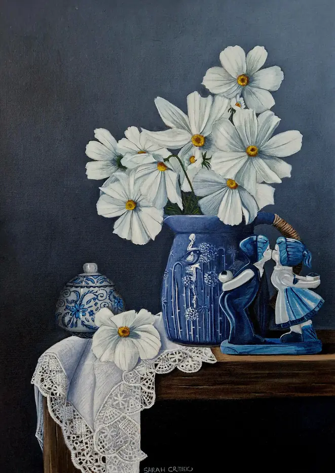 Blue kisses, Stilleven met Delfs blauw potje