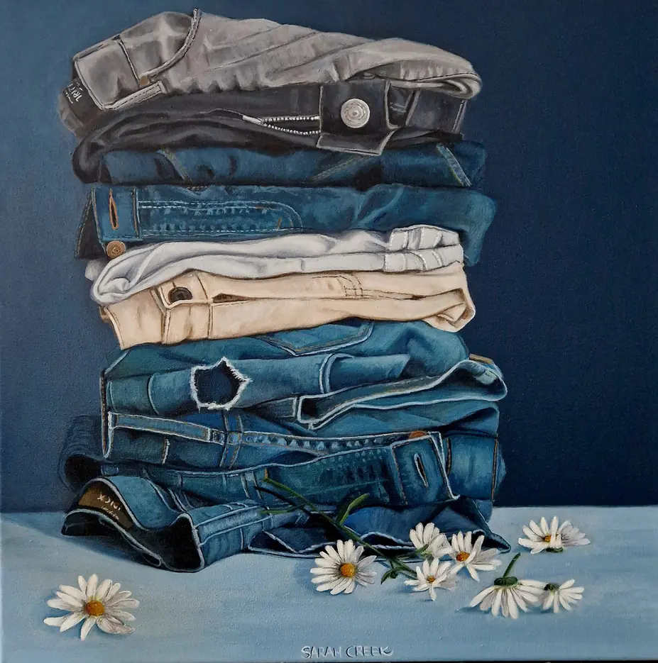 Daisy jeans, Still life with jeans