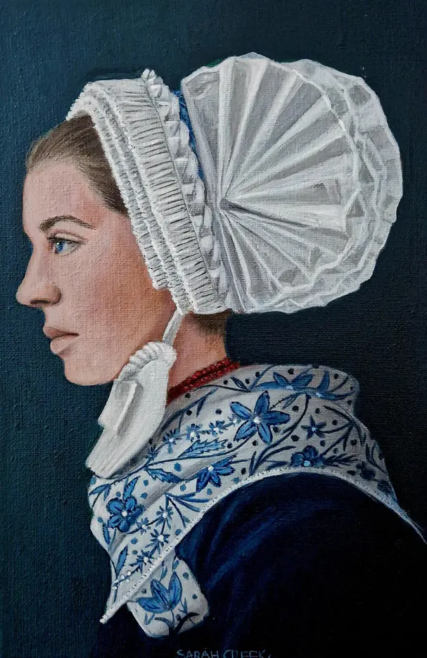 Girl with blood coral, Meisje in klederdracht