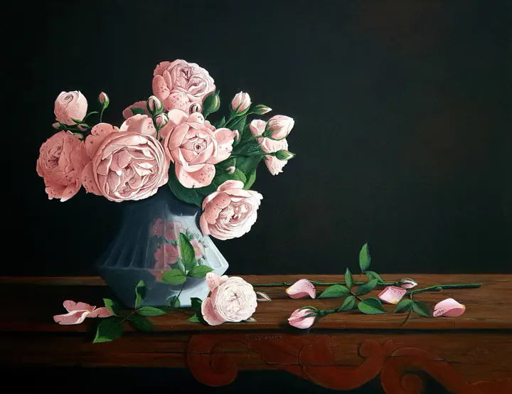 Pink roses, Still life with pink tea roses