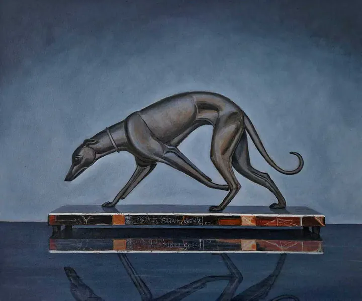 Running to stand still, Painting of an Art Nouveau sculpture.