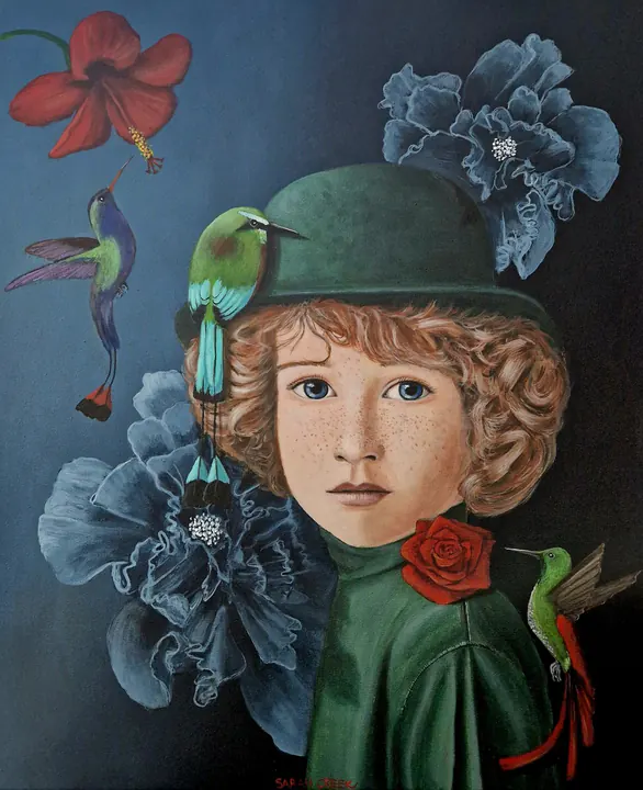 The child with the green bowler hat, Portrait of a child