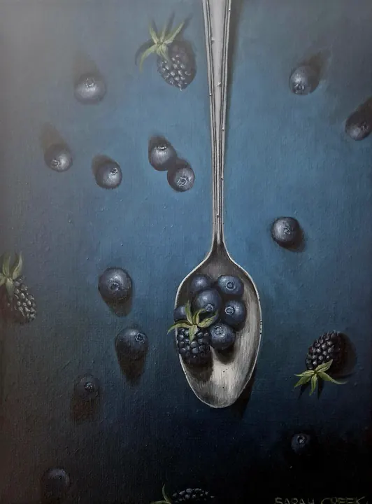 Blue and blackberries, Still life with berries
