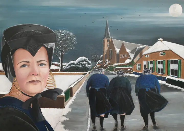 Wandeling an diek, Tafereel uit Staphorst