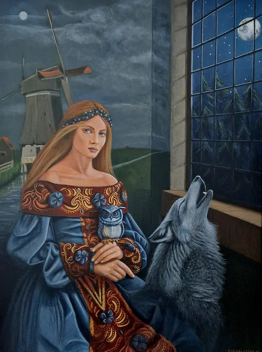 Under the watchfull moon, Woman and wolf