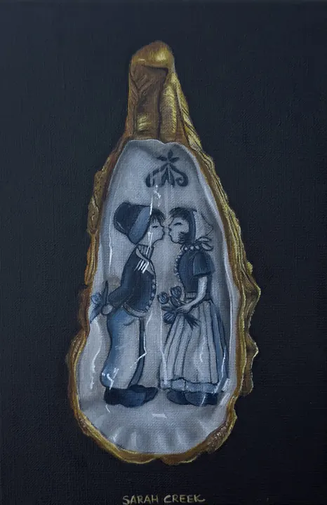 Oyster love, Oyster shell with Delft blue